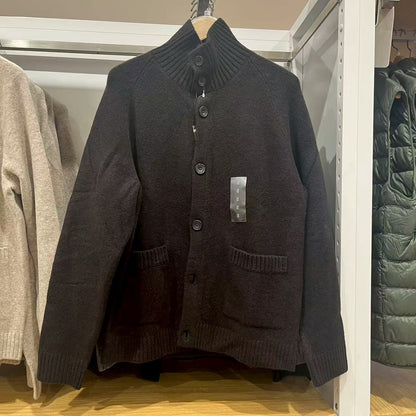 Knitted cardigan sweater loose button stand up collar sweater jacket for autumn and winter