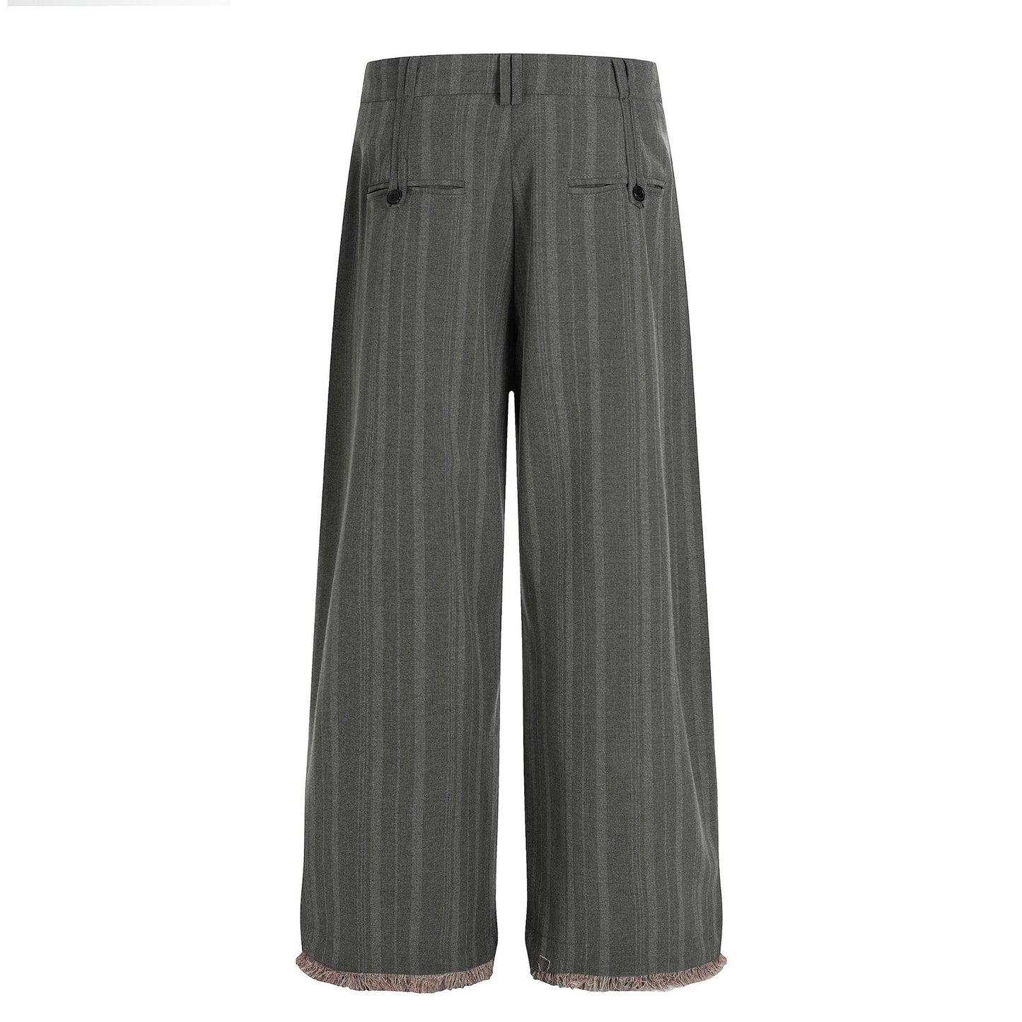 Retro Trendy High-End Preppy Deconstructed Stripe Pleated Design Loose Men's Casual Trousers
