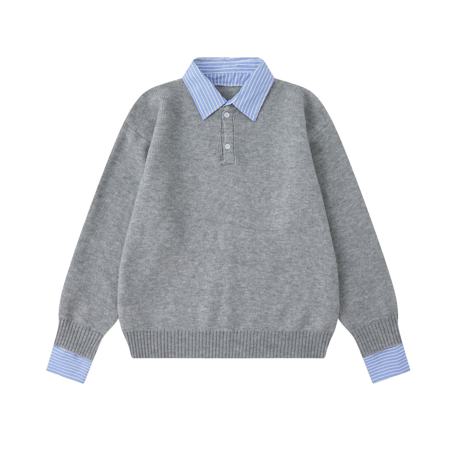 Fake two-piece Shirt collar  Knitted sweater  Slim fit  Sweater