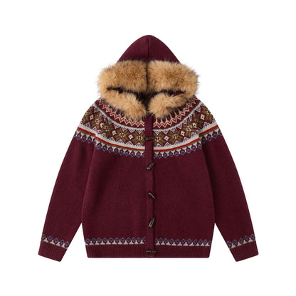 Long Sleeve Hooded Thick Knit Cardigan Sweater for Men and Women