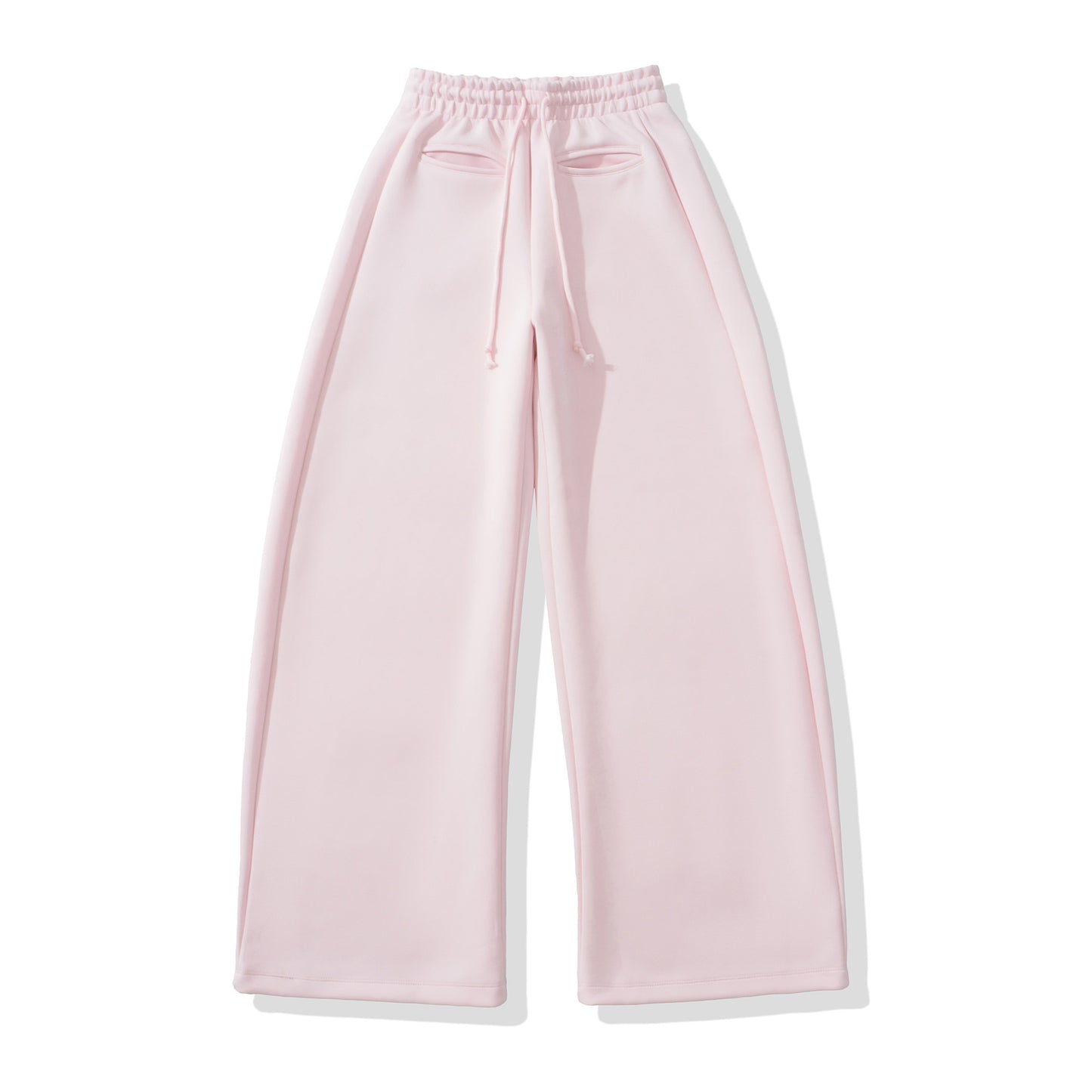 Minimally designed drawstring elastic waistband loose wide leg curved knife pants casual pants